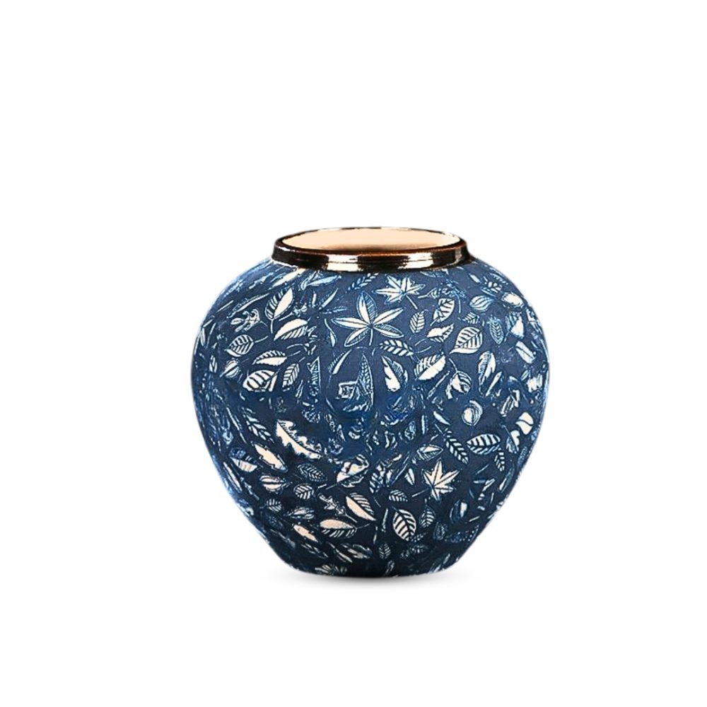 1-SOGA 21x22cm Blue Small Ceramic Flower Vase Elegant Living Room Home Decor