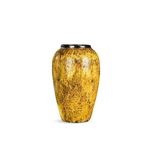 1-SOGA 30x19cm Yellow Medium Ceramic Flower Vase Elegant Living Room Home Decor