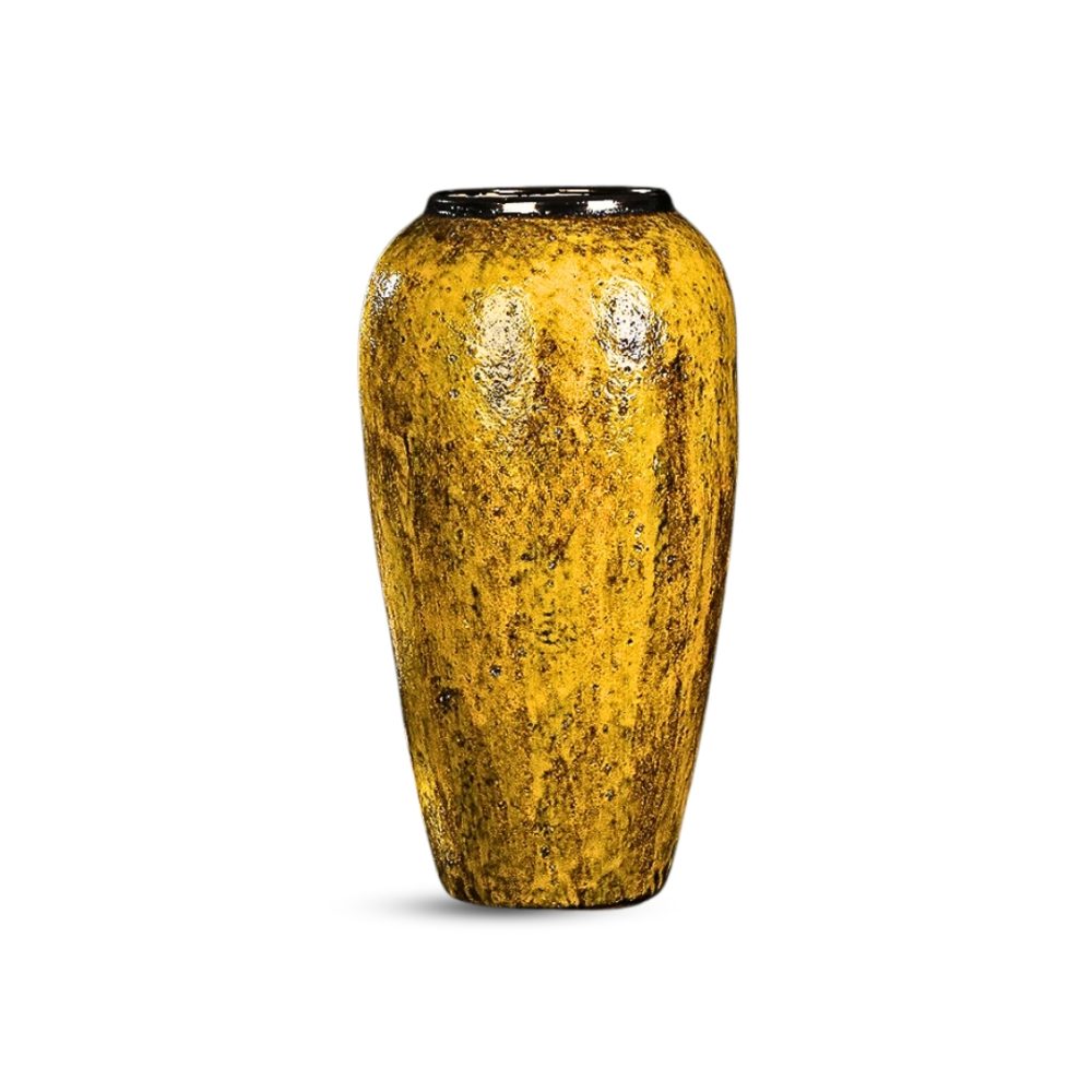 1-SOGA 35x17cm Yellow Large Ceramic Flower Vase Elegant Living Room Home Decor