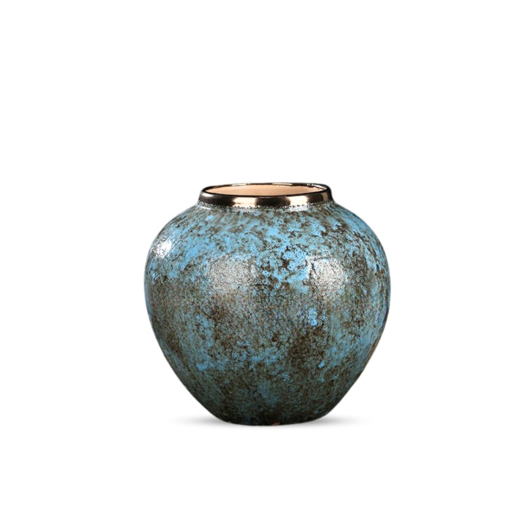 1-SOGA 21x22cm Light Blue Small Ceramic Flower Vase Elegant Living Room Home Decor