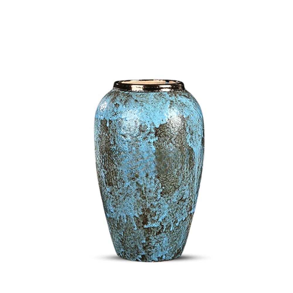 1-SOGA 30x19cm Light Blue Medium Ceramic Flower Vase Elegant Living Room Home Decor