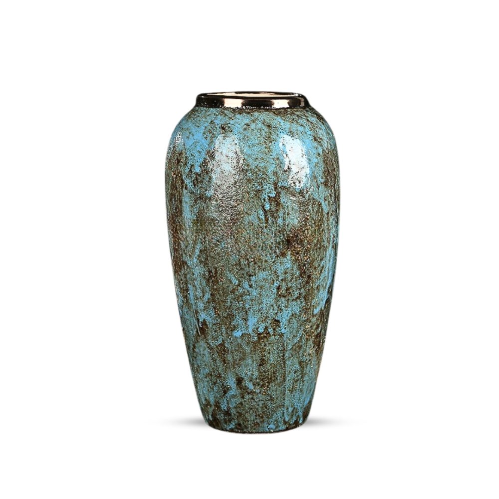 1-SOGA 35x17cm Light Blue Large Ceramic Flower Vase Elegant Living Room Home Decor