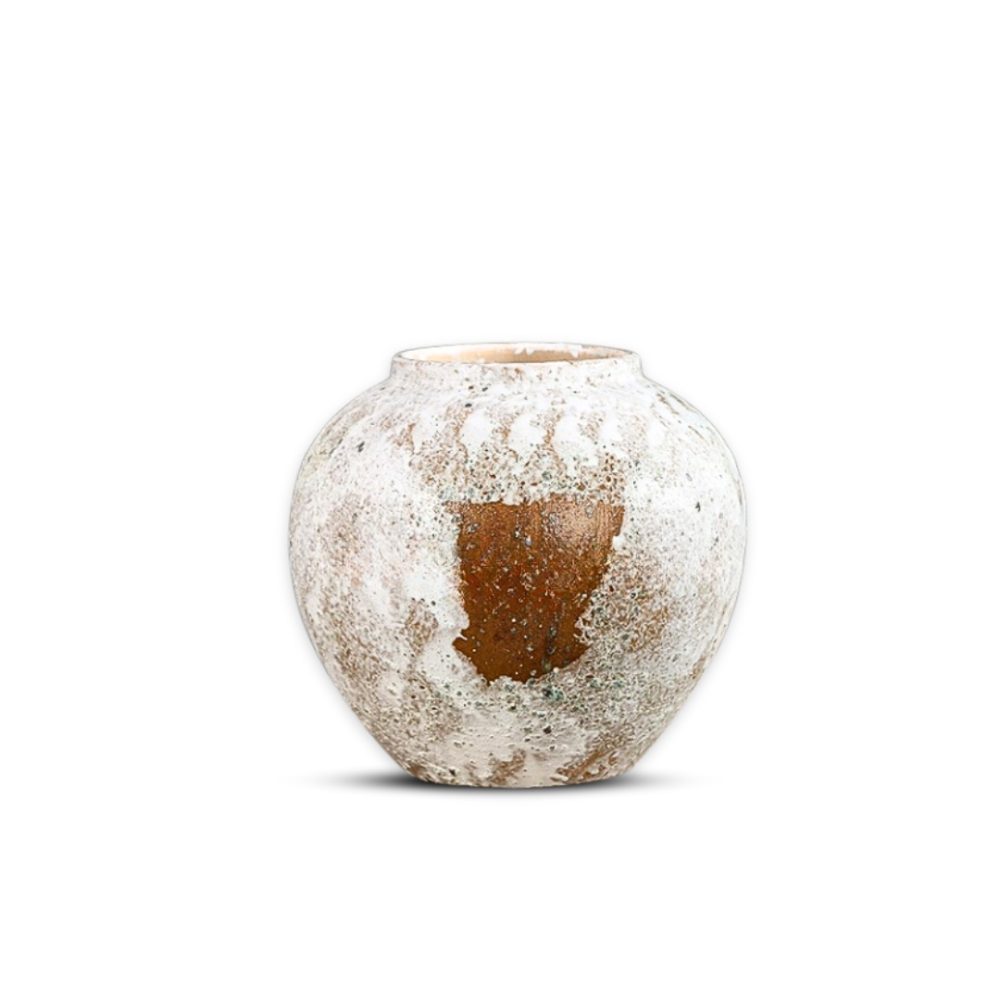 1-SOGA 21x22cm Gradient White Small Ceramic Flower Vase Elegant Living Room Home Decor
