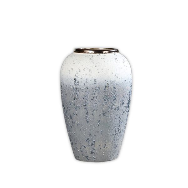 1-SOGA 30x19cm White and Grey Medium Ceramic Flower Vase Elegant Living Room Home Decor