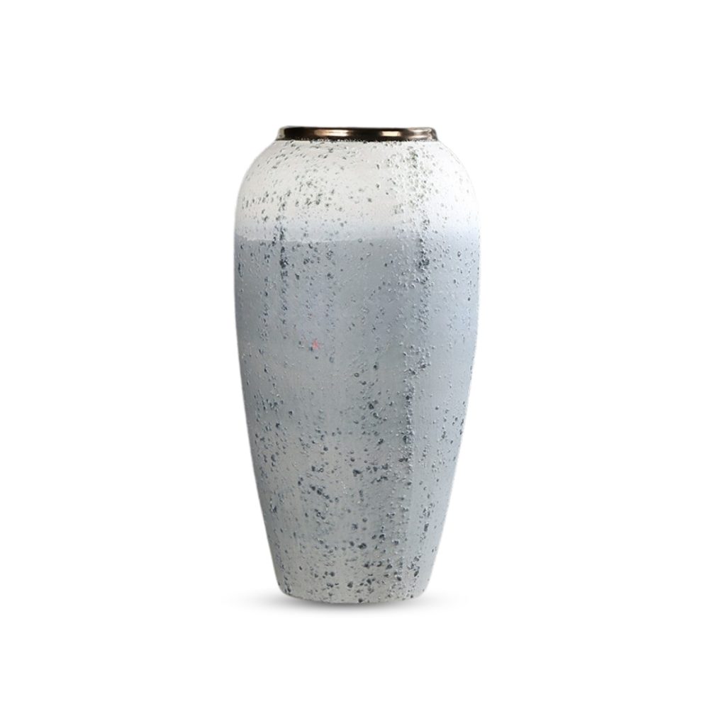 1-SOGA 35x17cm White and Grey Large Ceramic Flower Vase Elegant Living Room Home Decor