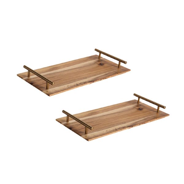 1-SOGA 2X 36cm Brown Rectangle Wooden Acacia Food Serving Tray Charcuterie Board Centerpiece  Home Decor