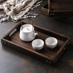5-SOGA Small Walnut Brown Rectangle Wooden Tray Breakfast Dinner Serving Board Tea Set Holder Kitchen Home Decor