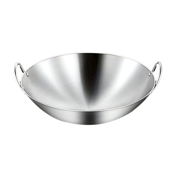 1-SOGA 43cm Stainless Steel Kitchen Cooking Wok with 2 Sturdy Handles