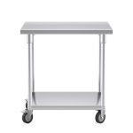 2-SOGA 80cm Commercial Catering Kitchen Stainless Steel Prep Work Bench Table with Wheels