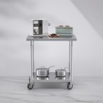 4-SOGA 80cm Commercial Catering Kitchen Stainless Steel Prep Work Bench Table with Wheels