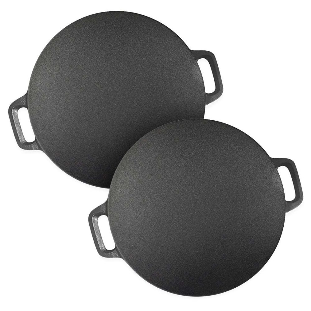 1-SOGA 2X 40X33cm Cast Iron Induction Crepes Pan Baking Cookie Pancake Pizza Bakeware