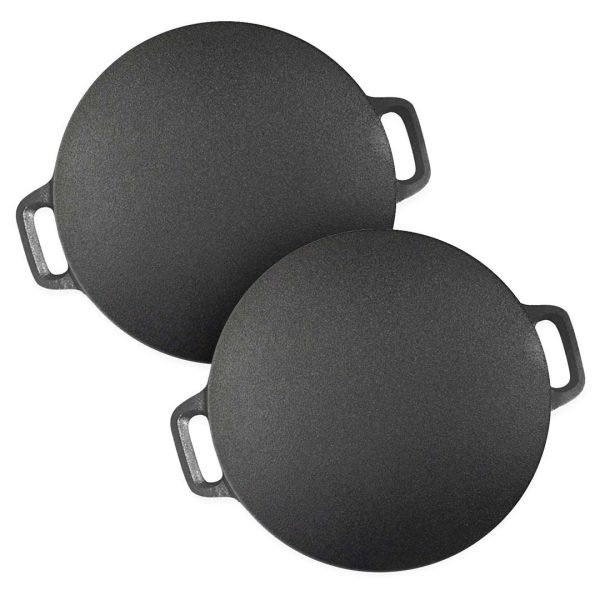 1-SOGA 2X 40X33cm Cast Iron Induction Crepes Pan Baking Cookie Pancake Pizza Bakeware
