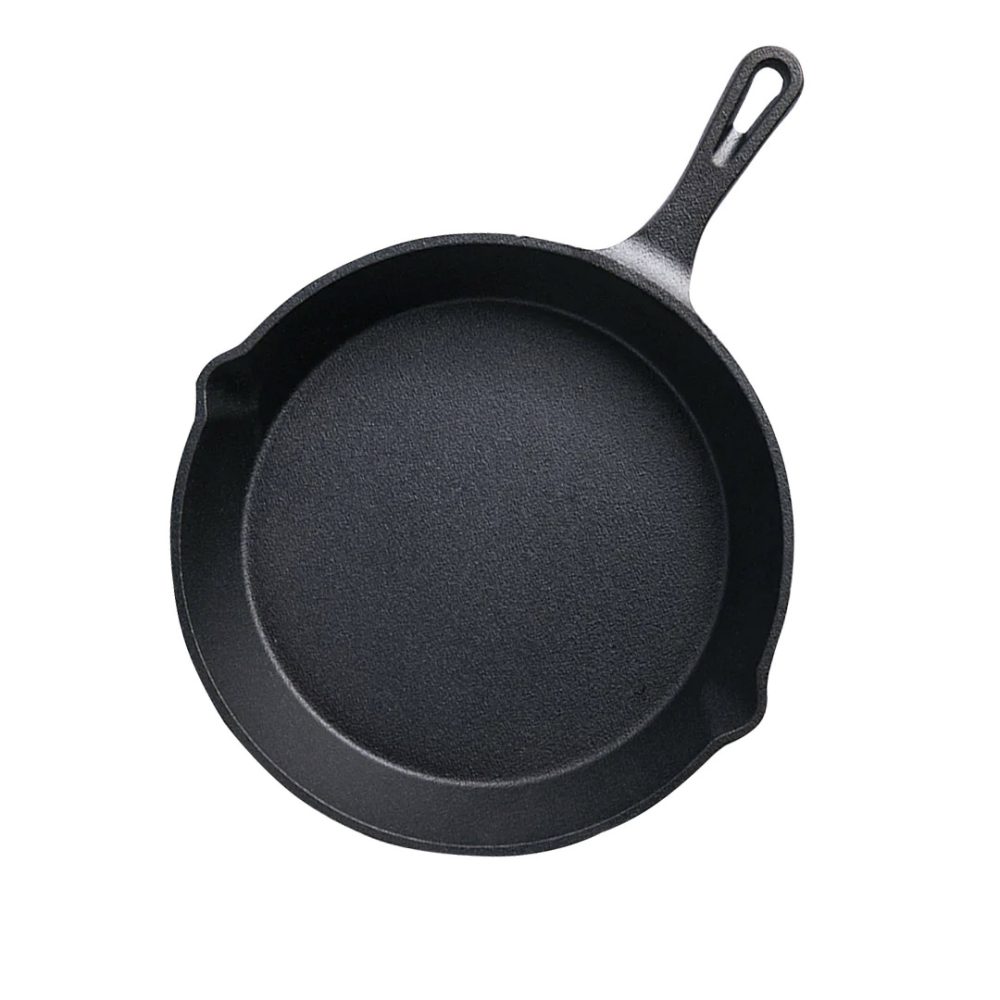 1-SOGA 26cm Round Cast Iron Frying Pan Skillet Steak Sizzle Platter with Handle