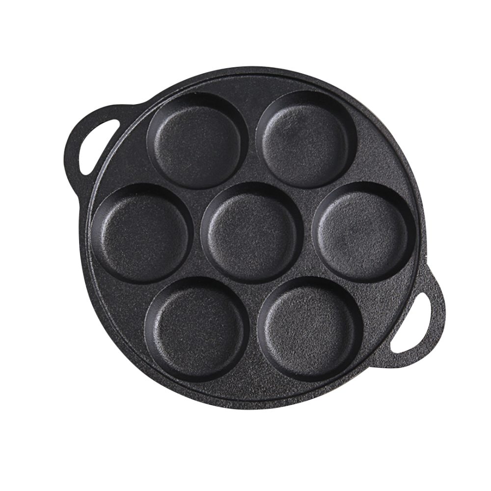 1-SOGA 31.5cm Cast Iron Takoyaki Fry Pan Octopus Balls Maker 7 Hole Cavities Grill Mold