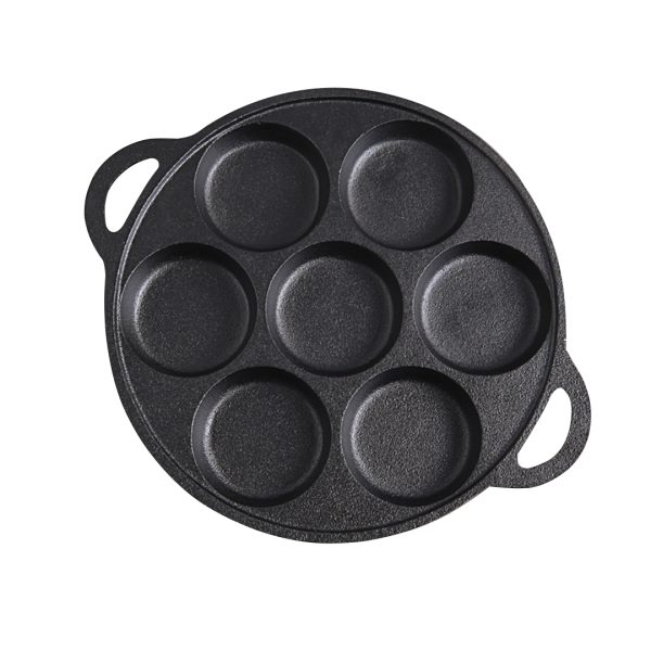 1-SOGA 31.5cm Cast Iron Takoyaki Fry Pan Octopus Balls Maker 7 Hole Cavities Grill Mold