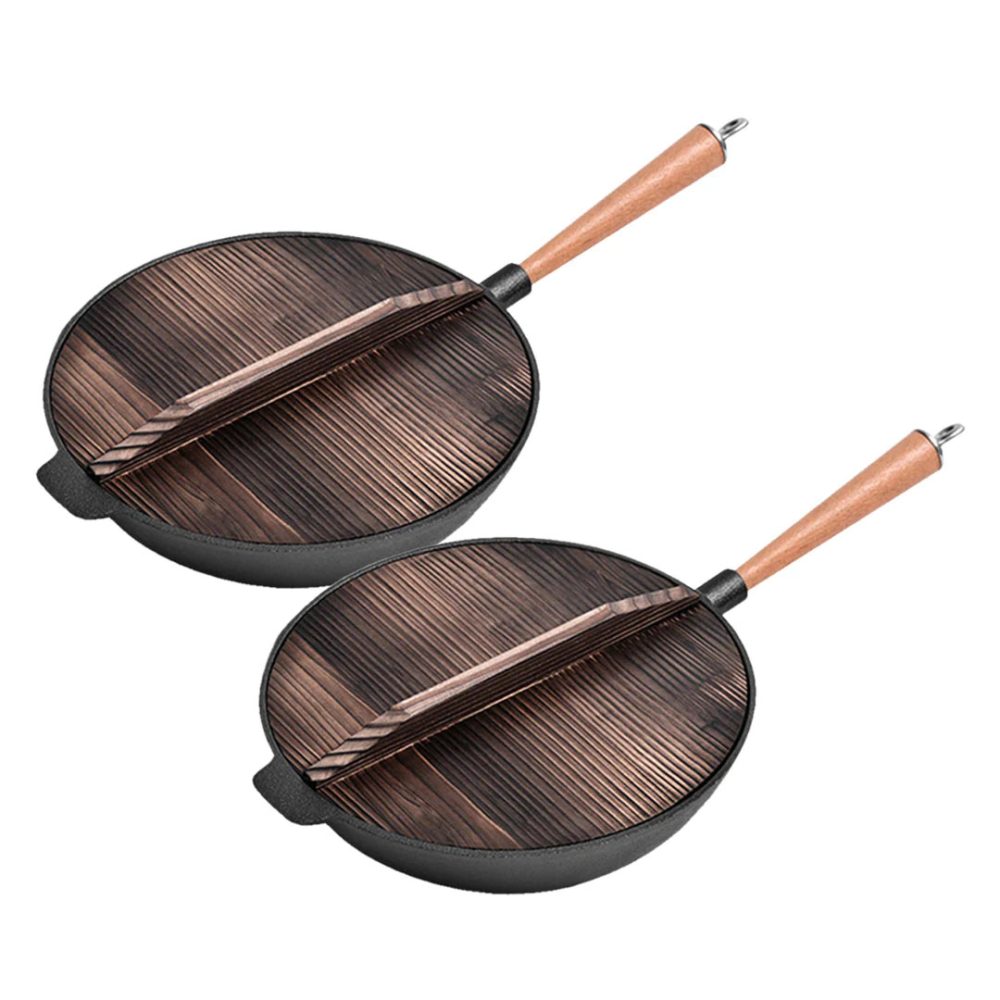 1-SOGA 2X 31cm Commercial Cast Iron Wok FryPan Fry Pan