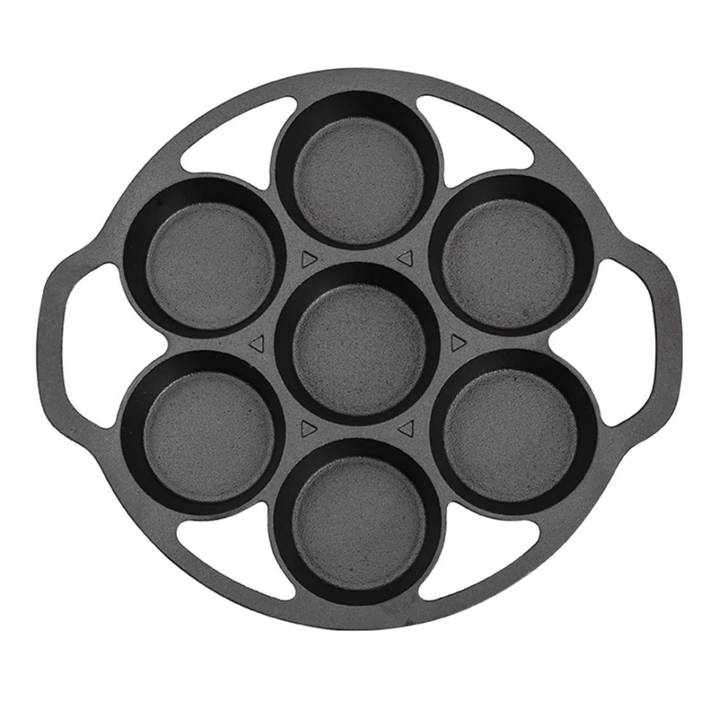 1-SOGA 32cm Cast Iron Takoyaki Fry Pan Octopus Balls Maker 7 Hole Cavities Grill Mold
