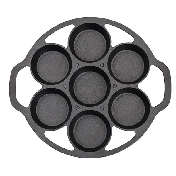 1-SOGA 32cm Cast Iron Takoyaki Fry Pan Octopus Balls Maker 7 Hole Cavities Grill Mold
