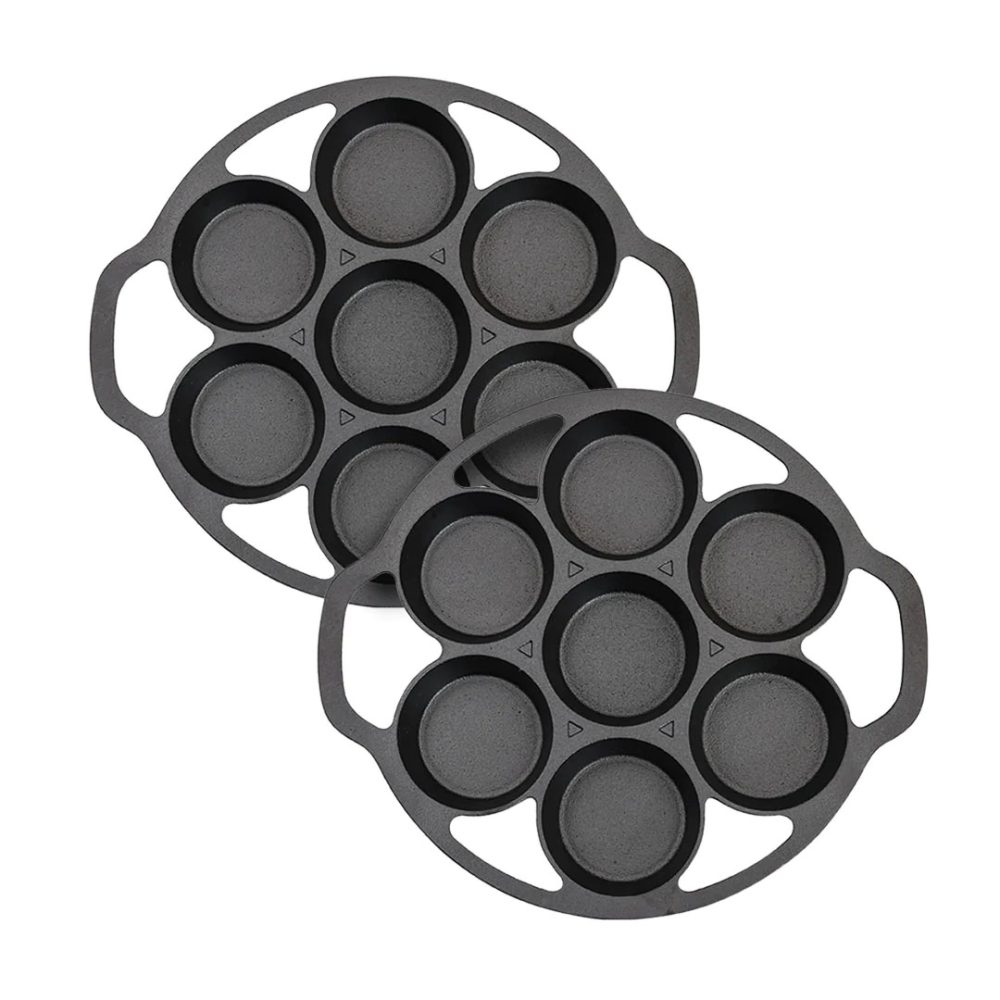 1-SOGA 2X 32cm Cast Iron Takoyaki Fry Pan Octopus Balls Maker 7 Hole Cavities Grill Mold