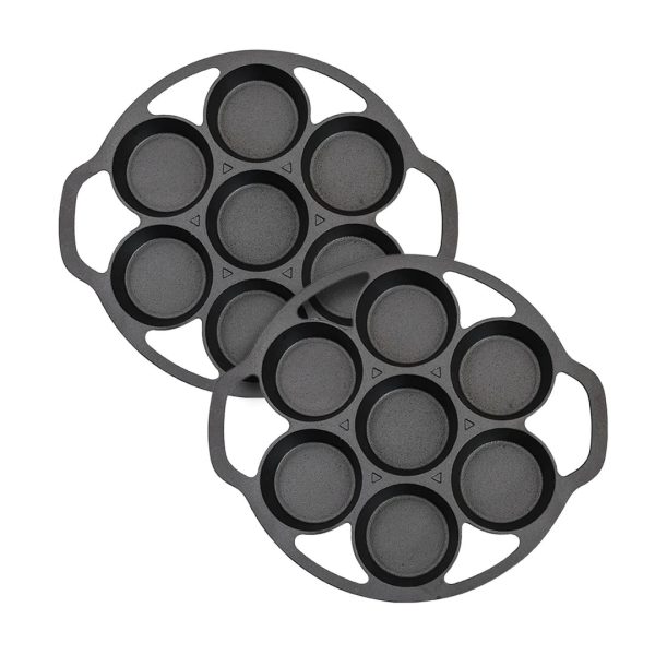 1-SOGA 2X 32cm Cast Iron Takoyaki Fry Pan Octopus Balls Maker 7 Hole Cavities Grill Mold