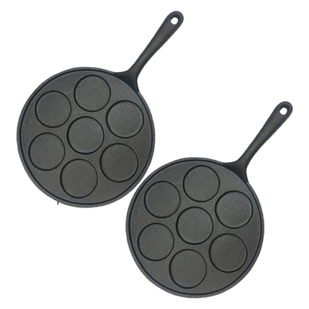 1-SOGA 2X 23cm Cast Iron Takoyaki Fry Pan Octopus Balls Maker 7 Hole Cavities Grill Mold