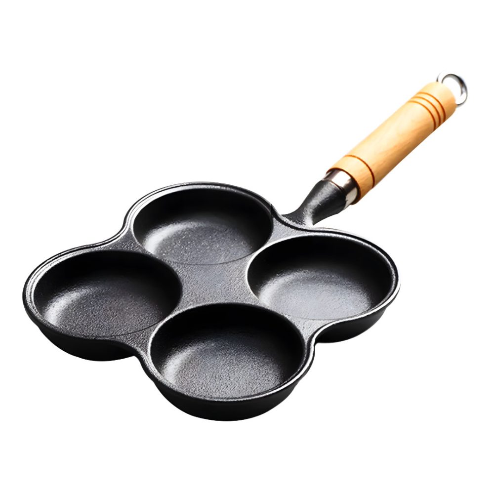 1-SOGA 4 Mold Multi-Portion Cast Iron Breakfast Fried Egg Pancake Omelet Fry Pan