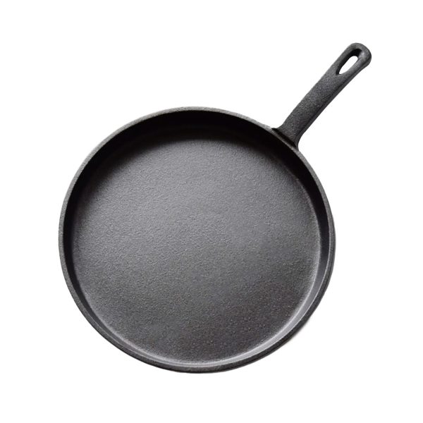 1-SOGA 26cm Round Cast Iron Frying Pan Skillet Griddle Sizzle Platter