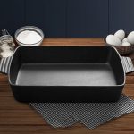 3-SOGA 2X 33cm Cast Iron Rectangle Bread Cake Baking Dish Lasagna Roasting Pan