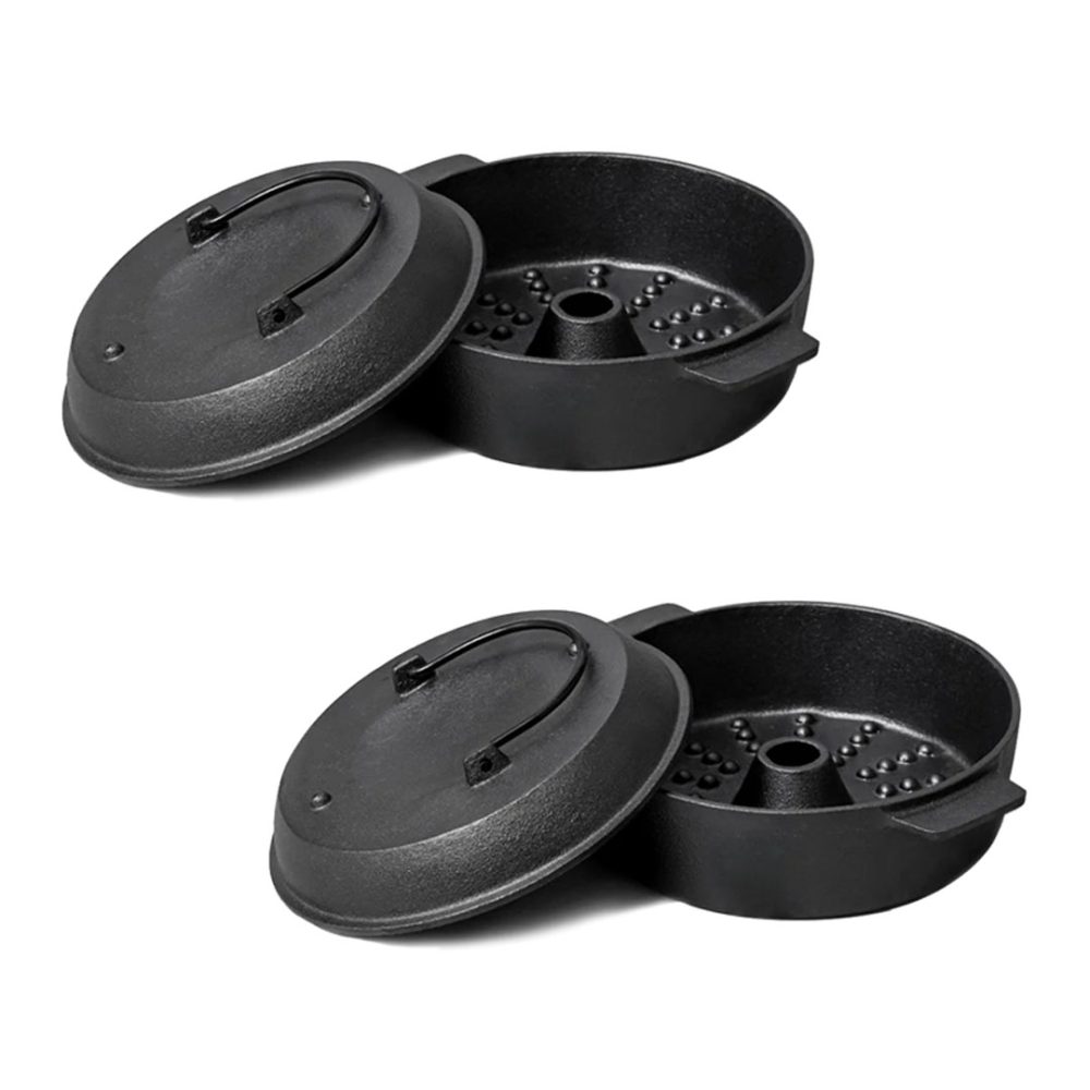 1-SOGA 2X 28cm Cast Iron Dutch Oven Pre-Seasoned Camping Stew Pot with Lid