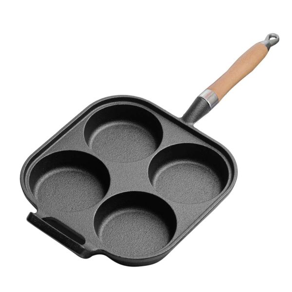 1-SOGA 4 Mold Cast Iron Breakfast Fried Egg Pancake Omelette Fry Pan