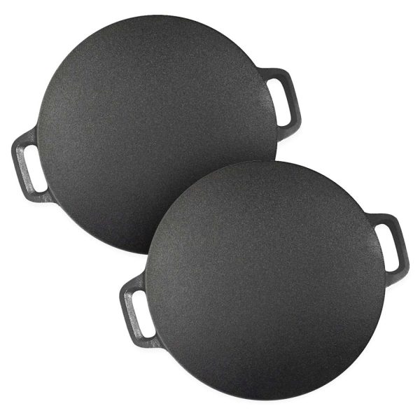 1-SOGA 2X 42X37cm Cast Iron Induction Crepes Pan Baking Cookie Pancake Pizza Bakeware