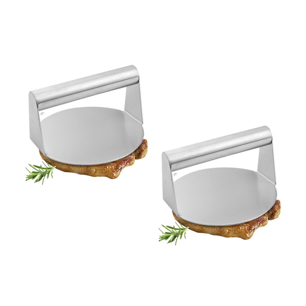 1-SOGA 2X Stainless Steel Burger Press Heavy-Duty Round Bacon Grill Smasher Flat Bottom Patty Maker