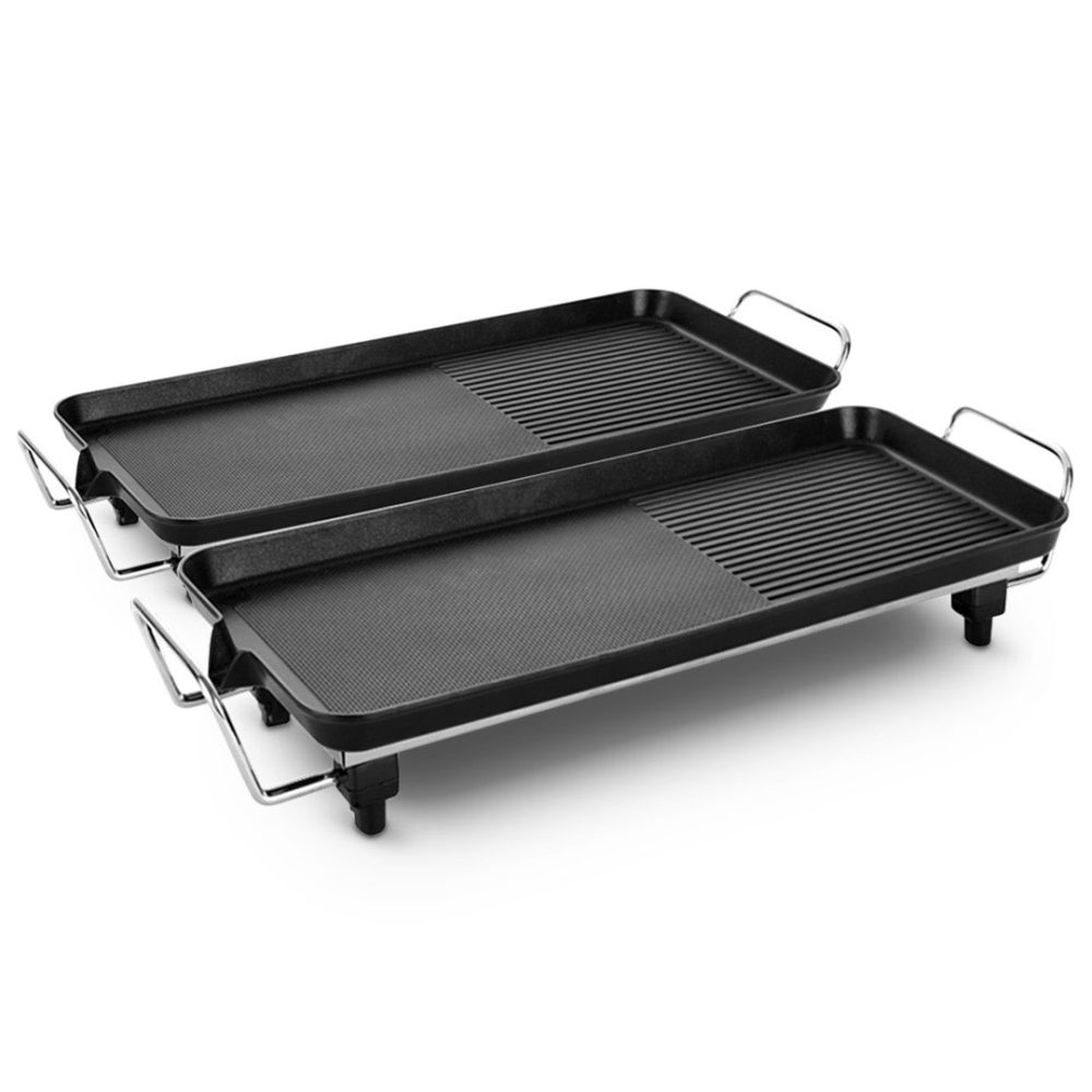 1-SOGA 2X 68cm Electric BBQ Grill Teppanyaki Plate Non-Stick Surface Hot Plate Kitchen 6-8 Person