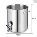 2-SOGA Stainless Steel 71L No Lid Brewery Pot With Beer Valve 45*45cm