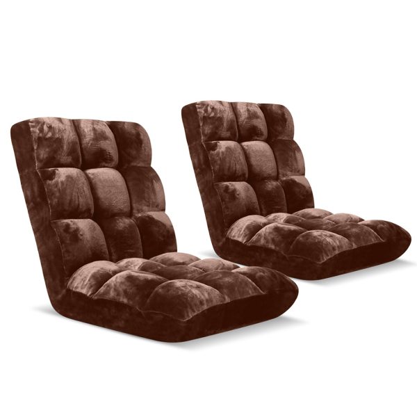 1-SOGA 2X Floor Recliner Folding Lounge Sofa Futon Couch Folding Chair Cushion Coffee