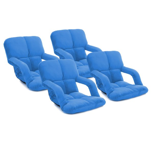 1-SOGA 4X Foldable Lounge Cushion Adjustable Floor Lazy Recliner Chair with Armrest Blue