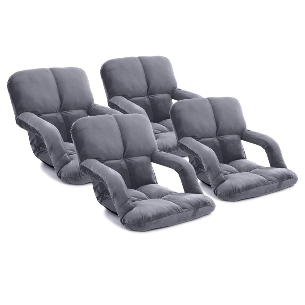 1-SOGA 4X Foldable Lounge Cushion Adjustable Floor Lazy Recliner Chair with Armrest Grey 1-SOGA 4X Foldable Lounge Cushion Adjustable Floor Lazy Recliner Chair with Armrest Grey
