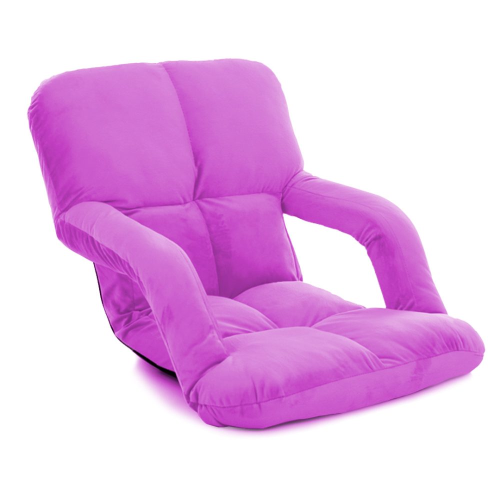 1-SOGA  Foldable Lounge Cushion Adjustable Floor Lazy Recliner Chair with Armrest Purple