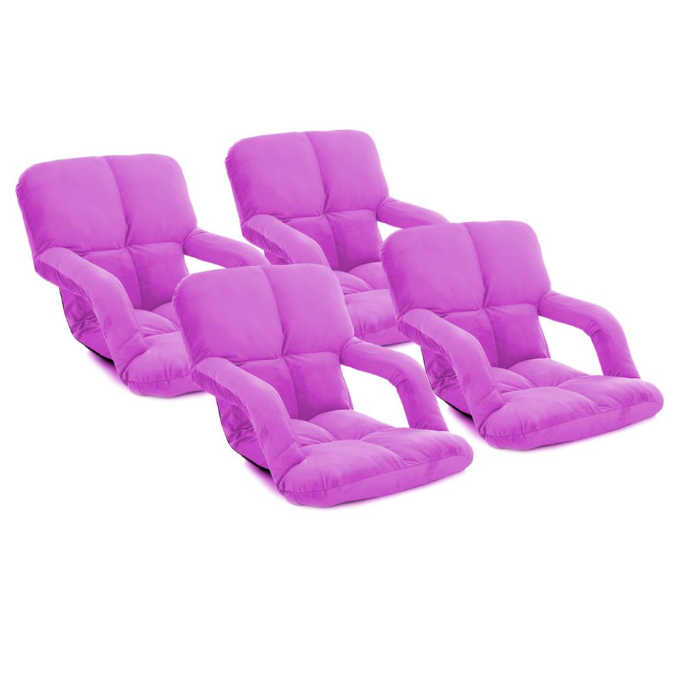 1-SOGA 4X Foldable Lounge Cushion Adjustable Floor Lazy Recliner Chair with Armrest Purple