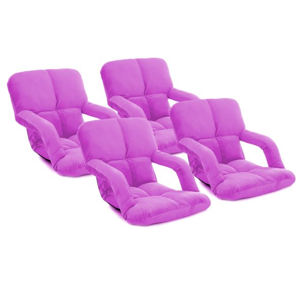 1-SOGA 4X Foldable Lounge Cushion Adjustable Floor Lazy Recliner Chair with Armrest Purple