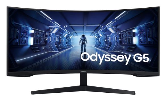 Samsung 34' Odyssey G55T WQHD Curved 3440x1440 21:9 1000R 165Hz 1ms 250 cd/㎡ FreeSync VA DP HDMI Headphone Tilt VESA Gaming Monitor Black 3YR Monitors