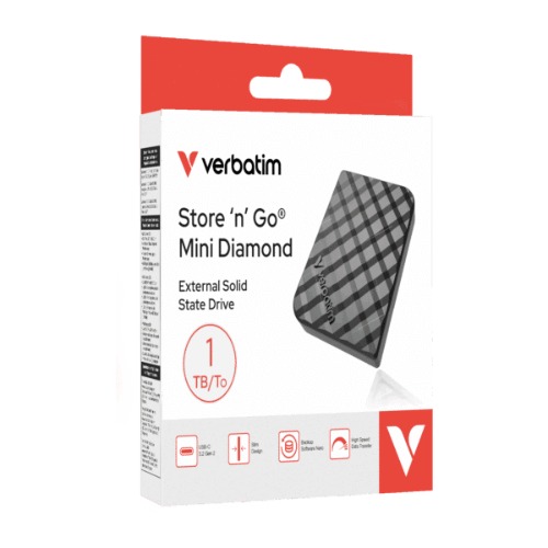 Verbatim 32026 Store’n’Go Mini Diamond SSD USB-C 2TB Hard Disk Drives - SSD