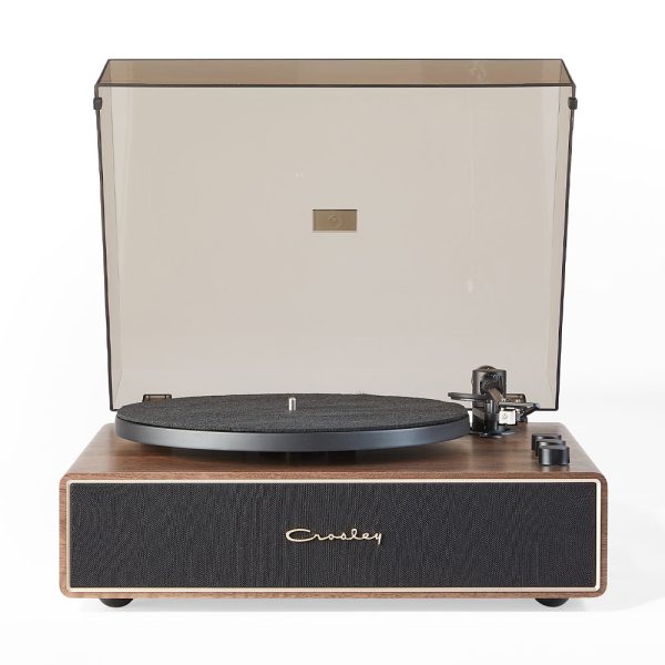 Crosley Stave 2-Speed Bluetooth Record Player Turntable with Built-in Speakers, Walnut