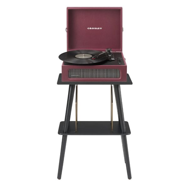 Crosley Voyager Bluetooth Portable Turntable + Entertainment Stand Bundle  - Burgundy