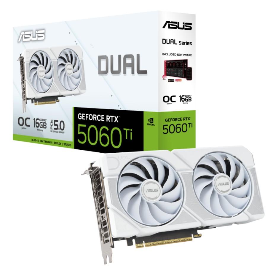 ASUS Dual GeForce RTX™ 5060 Ti 16GB - White OC Video/Graphics Cards