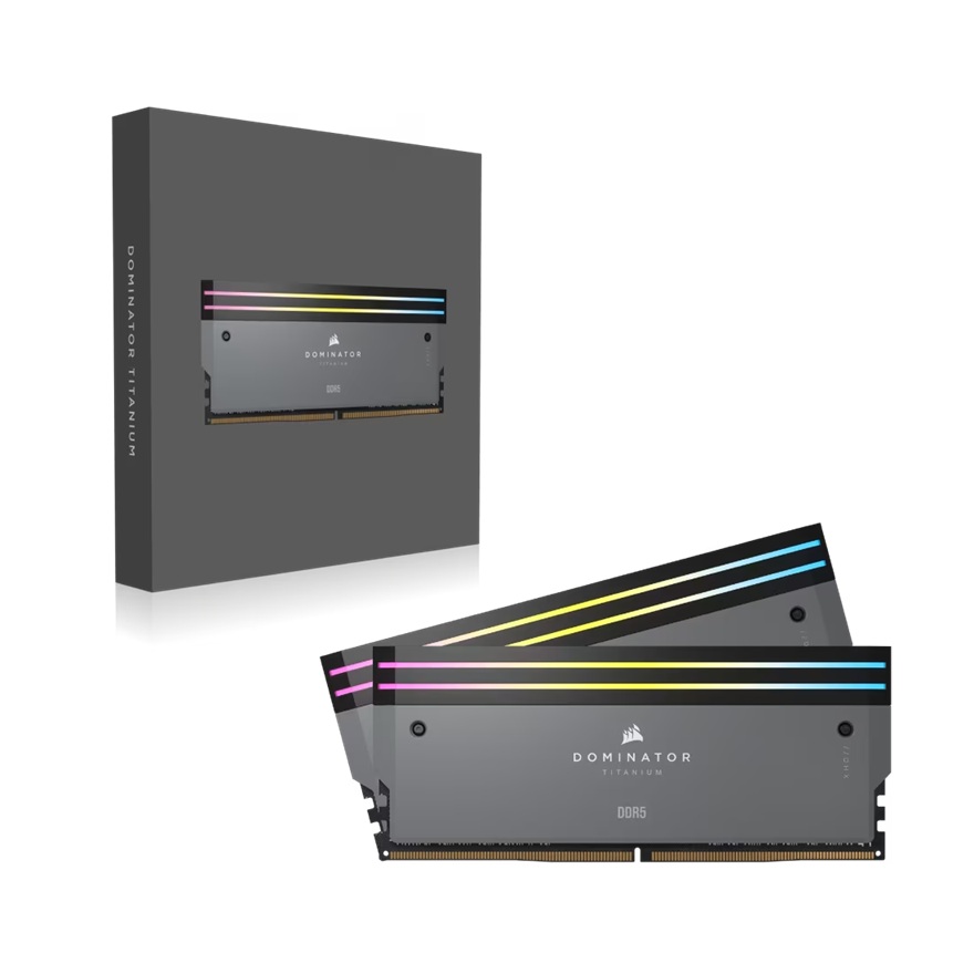 DOMINATOR® TITANIUM RGB 64GB (2x32GB) DDR5 DRAM 6000MT/s CL30 AMD EXPO & Intel XMP Memory Kit — Grey Memory