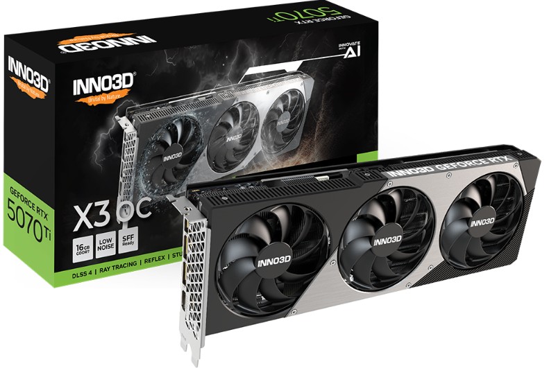 INNO3D nVidia GeForce RTX 5070 TI X3 OC 16GB GDDR7 2482 MHz Boost Clock Video/Graphics Cards