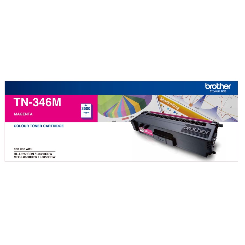 Brother TN-346M Colour Laser Toner- High Yield Magenta- HL-L8250CDN/8350CDW MFC-L8600CDW/L8850CDW - 3500Pages Printer Consumable