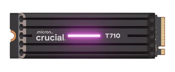 Crucial T710 4TB PCIe Gen5 NVMe 2280 SSD w Heatsink - 14500/13800 MB/s R/W 2400TBW 2.3M IOPs 1.5M hrs MTTF with DirectStorage for Intel & AMD 5yrs Hard Disk Drives - SSD