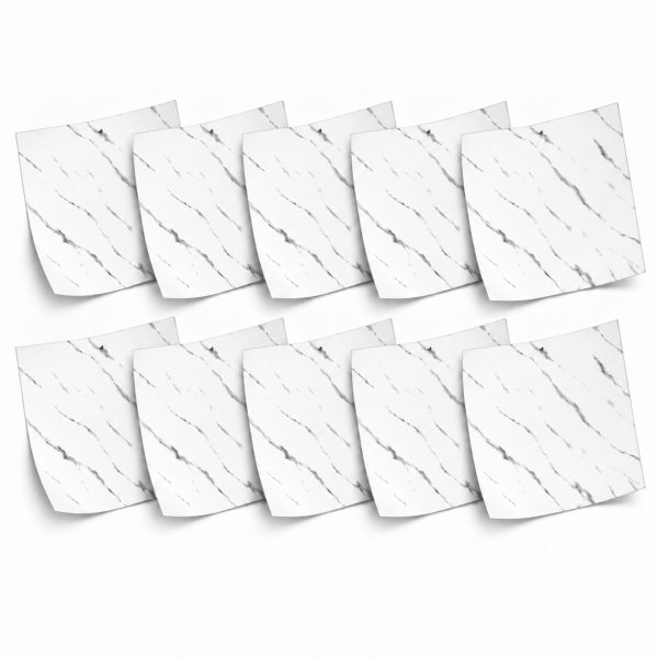 1-SOGA Peel & Stick Floor and Wall Tiles 60 x 60cm 10 Pack White Faux Marble